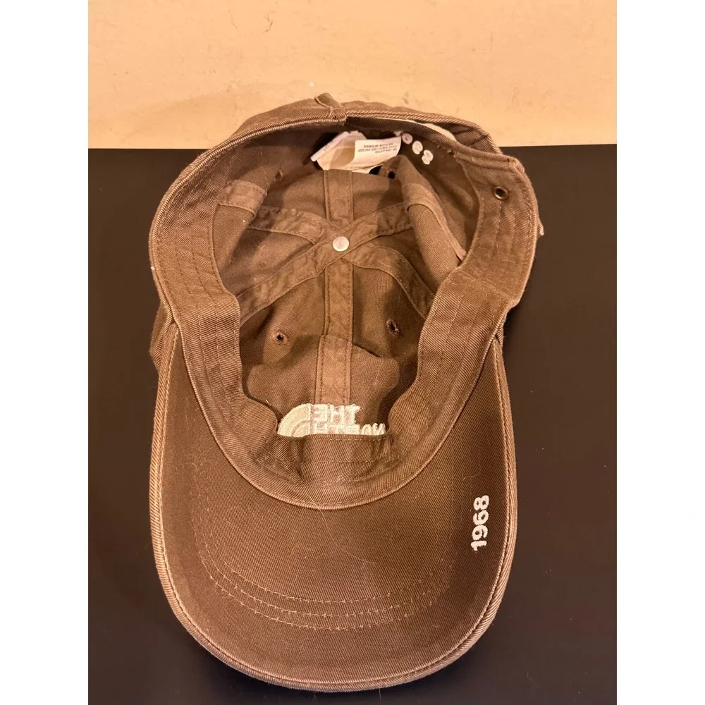 The North Face Brown Cotton Baseball Cap Adjustable Hat Since 1968 Logo Mens